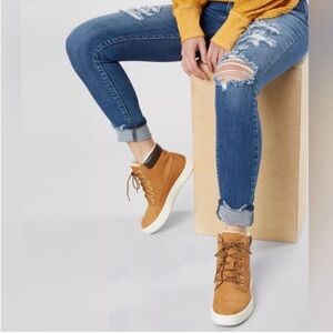 New Timberland Londyn Nubuck Leather Shearling Lined Sneaker Boot In Wheat 9
